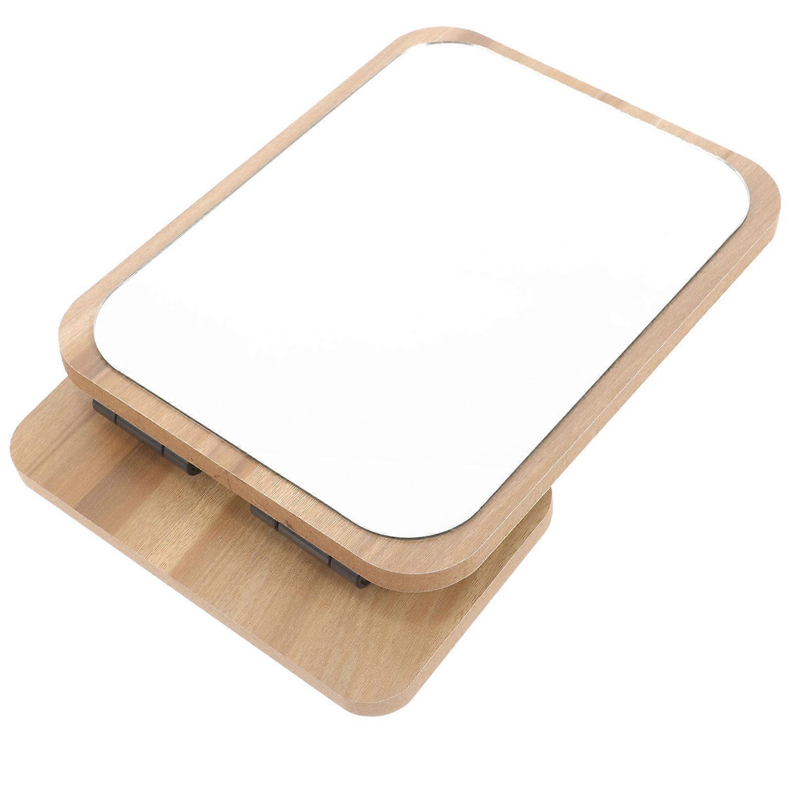 Mirror with Swivel Stand for Desktop in Beige Color Safe Durable Composite Material 7 inch diameter