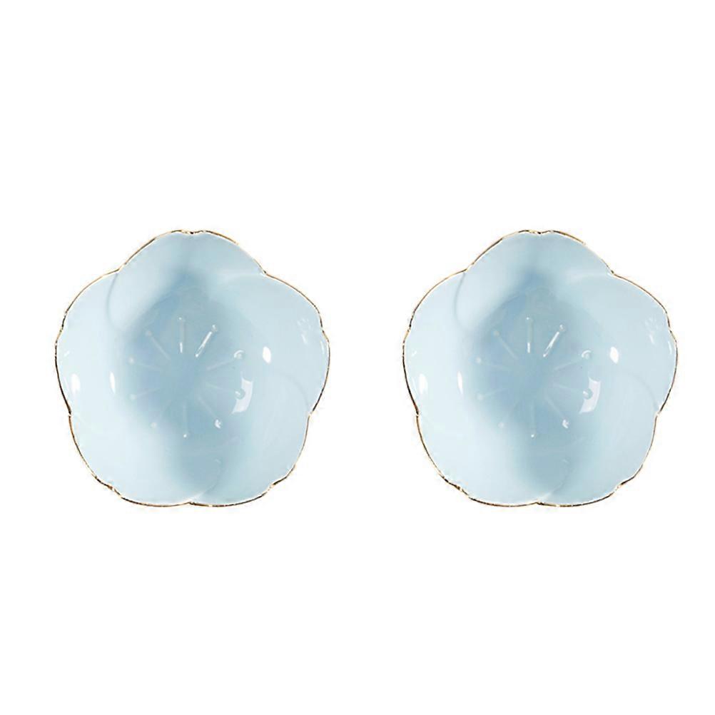 Design Dipping Sauce Bowls Flower for Condiment 2Pcs Blue