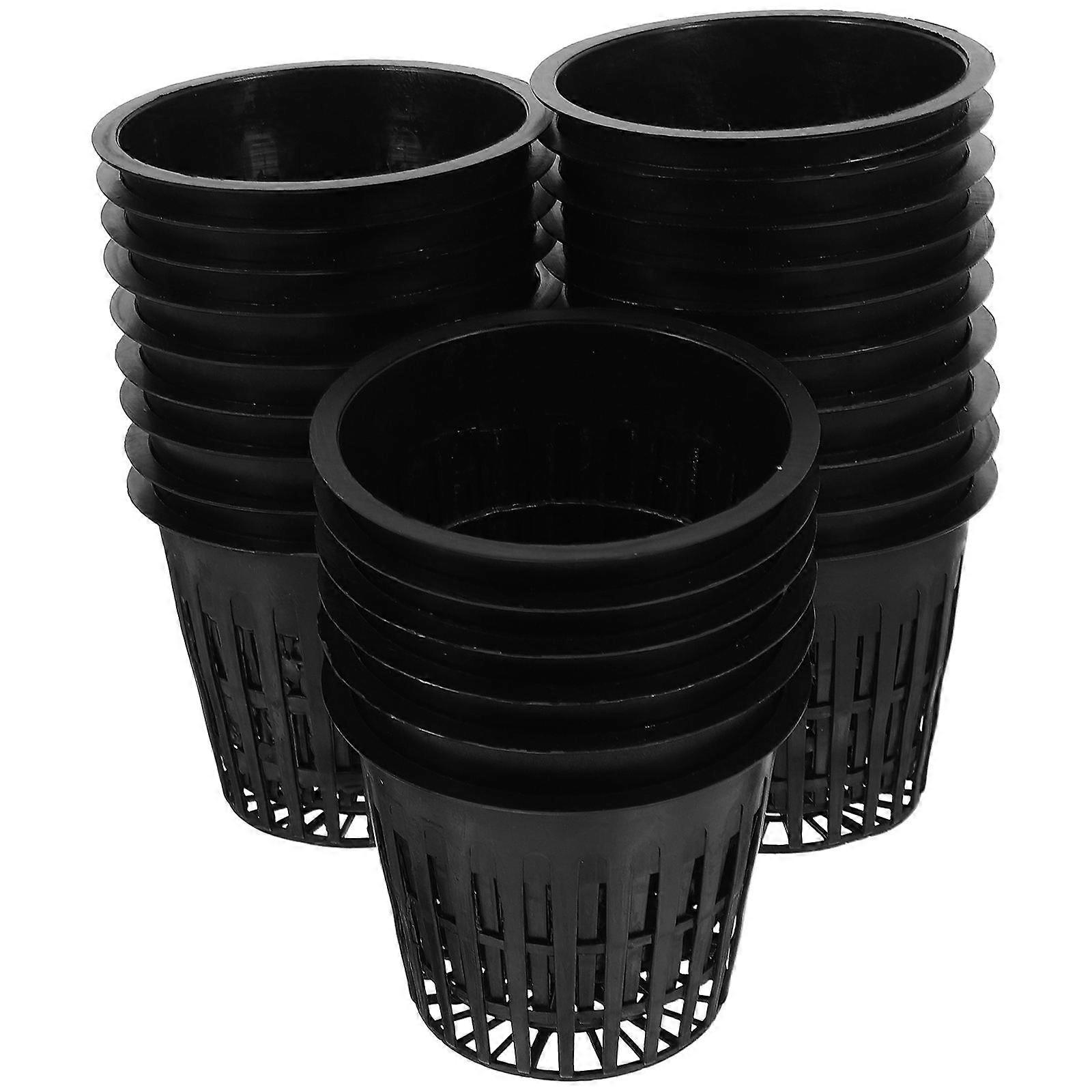 Hydroponic Net Pots Baskets for Planting Made of Durable Plastic Black Color 50 Pieces