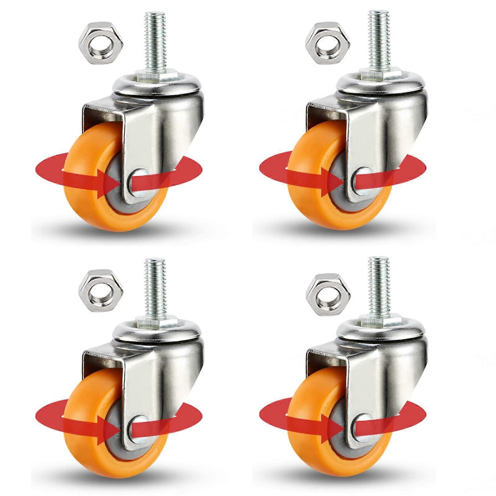 Rubber Swivel Castors Heavy Duty M6 Threaded Wheels with Nuts for Workshop Trolley 4 Brakes and 4 No Brakes