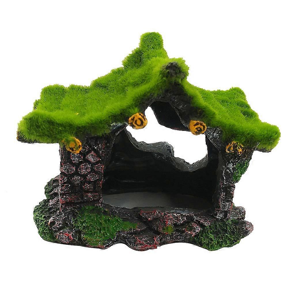 Aquarium Decoration Resin Moss Theme Betta Cave 4-Inch Hideout Compatible with Hermit Crabs and Guppies