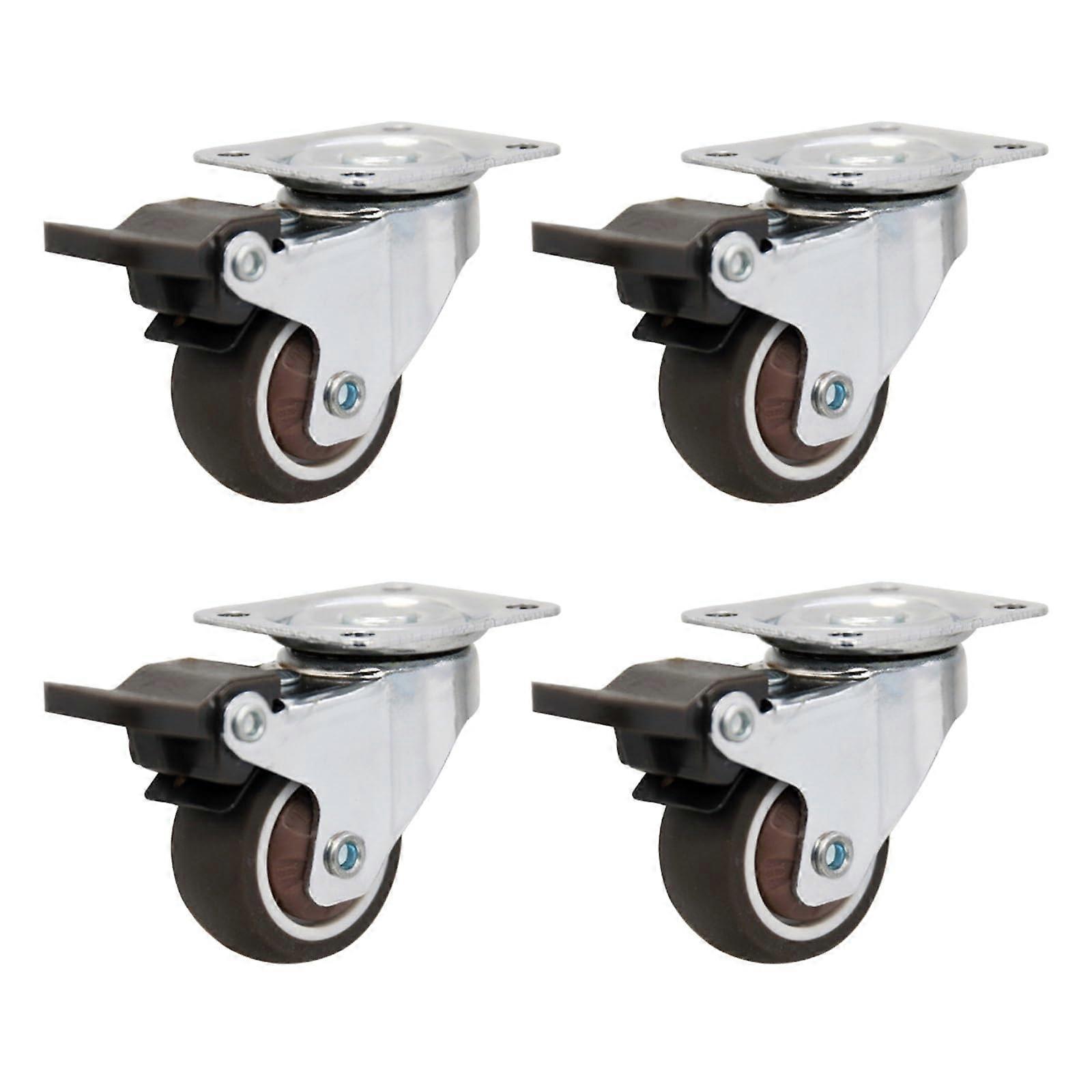 Robust swivel casters with brake, swivel plate, for carts, faux furniture, 4 pieces 3.8cm/1.5in