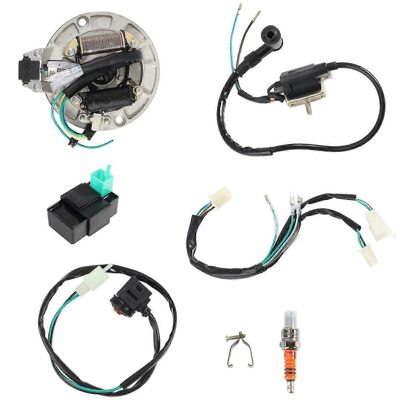 4-Stroke Motorcycle Wiring Harness with CDI & Coil for 50-125cc Kick Start Dirt Pit Bikes - Compatible with Most Models