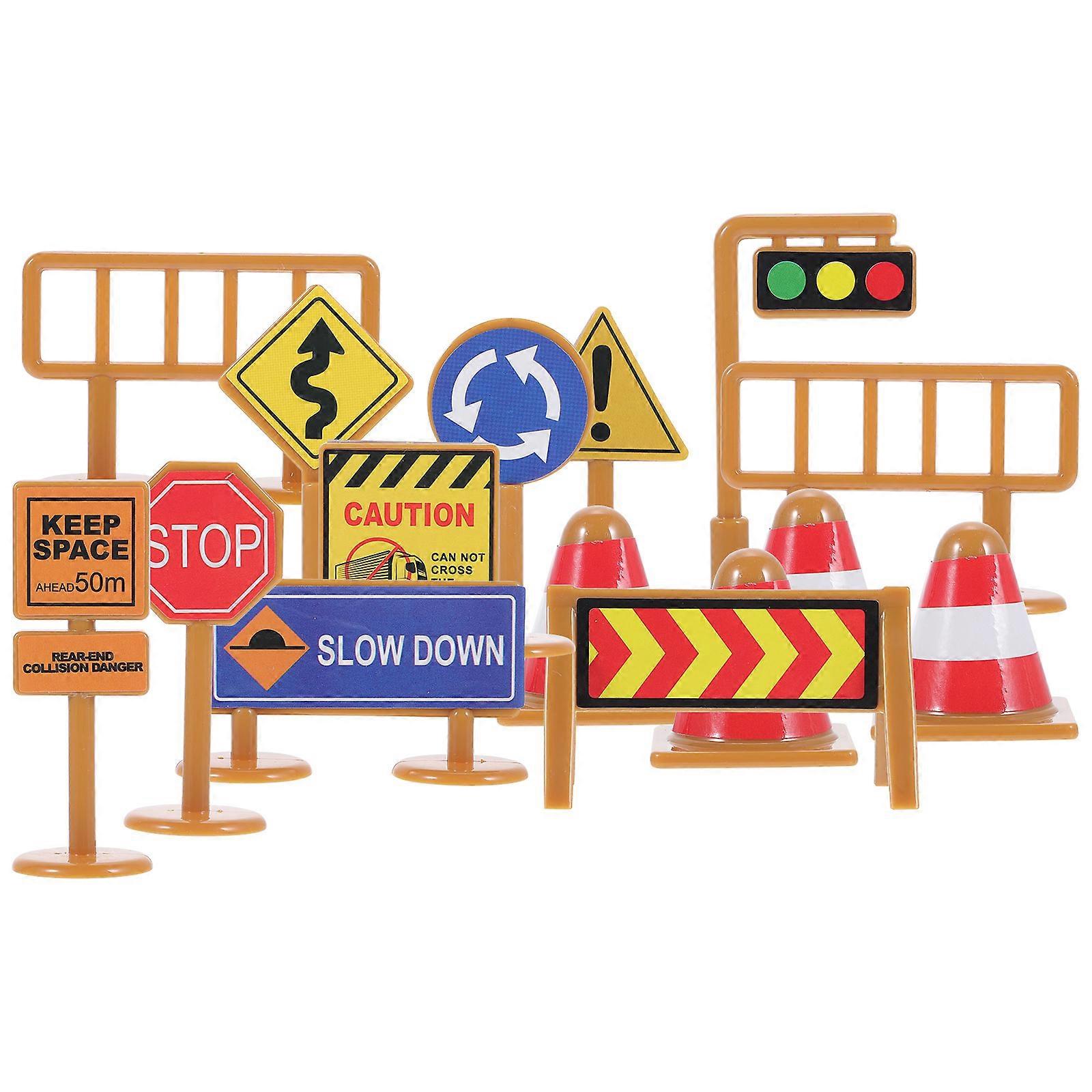 30pcs Mini Traffic Road Signs Set with Stickers – Educational & Pretend Play for Kids, Interactive Learning Toy for Daycare, Birthdays, and