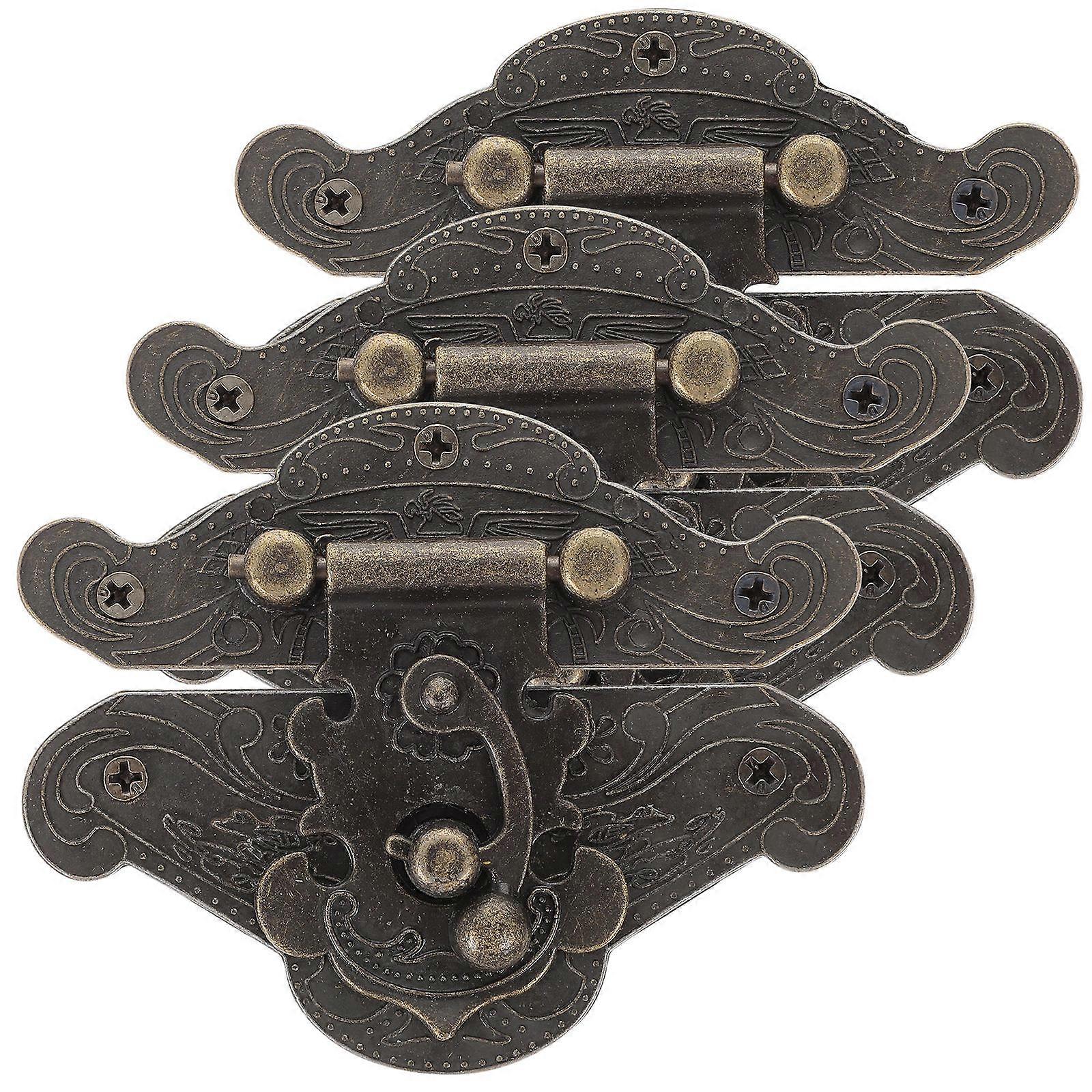 Clasp Lock Latch Toolbox Latch Drawer Fasten Buckle Retro Hardware 3Pcs