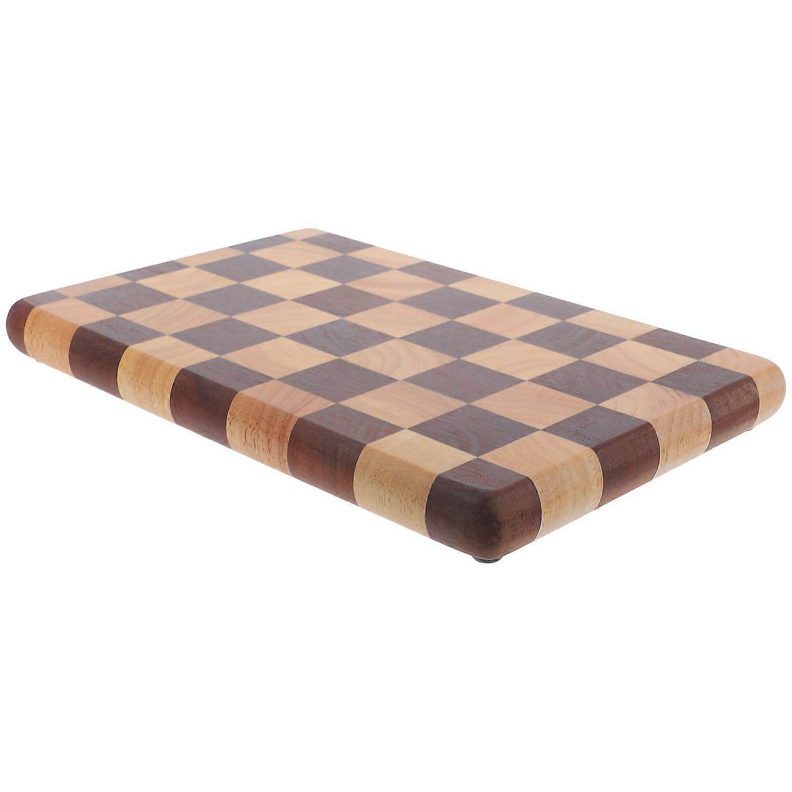 Cutting Board Checker Board Kitchen Cooking Toughness Wood Cutting Fruits Polished Edges 1Set