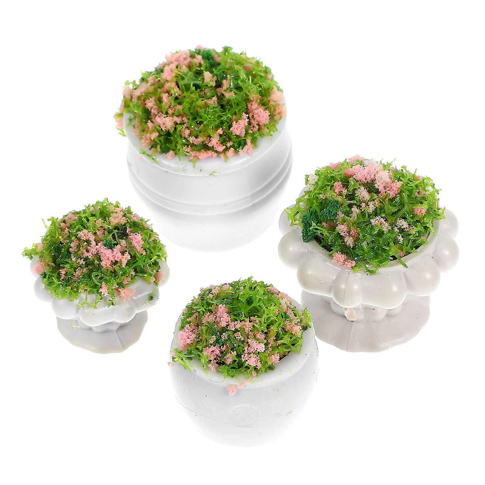 Mini Landscape Decor Multi Artificial Plant Model for Decoration Plastic Lightweight 4 Pieces