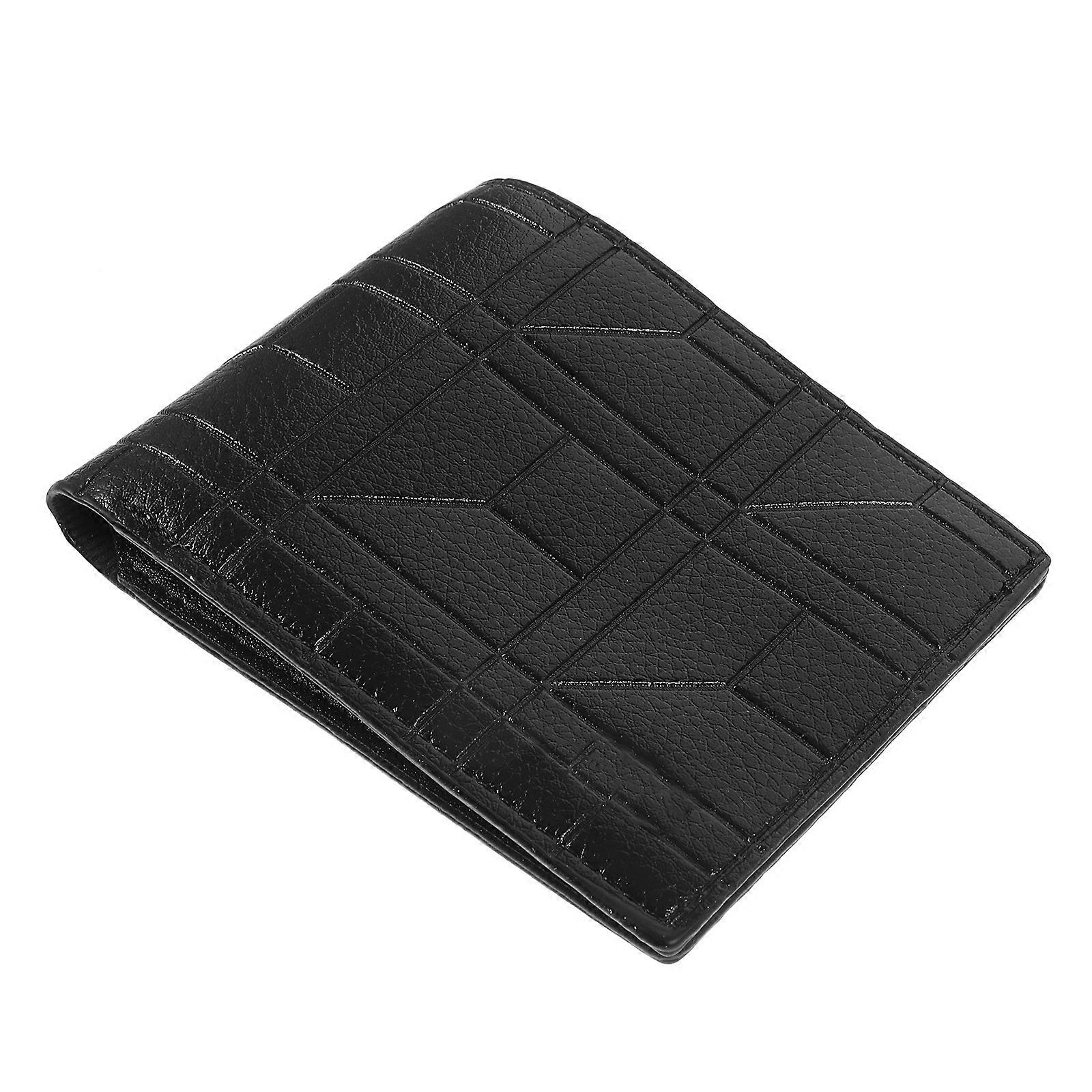Slim PU Wallet for Men with Card Slots Black Portable Purse for Storage Use 4.5 x 3.2 inches