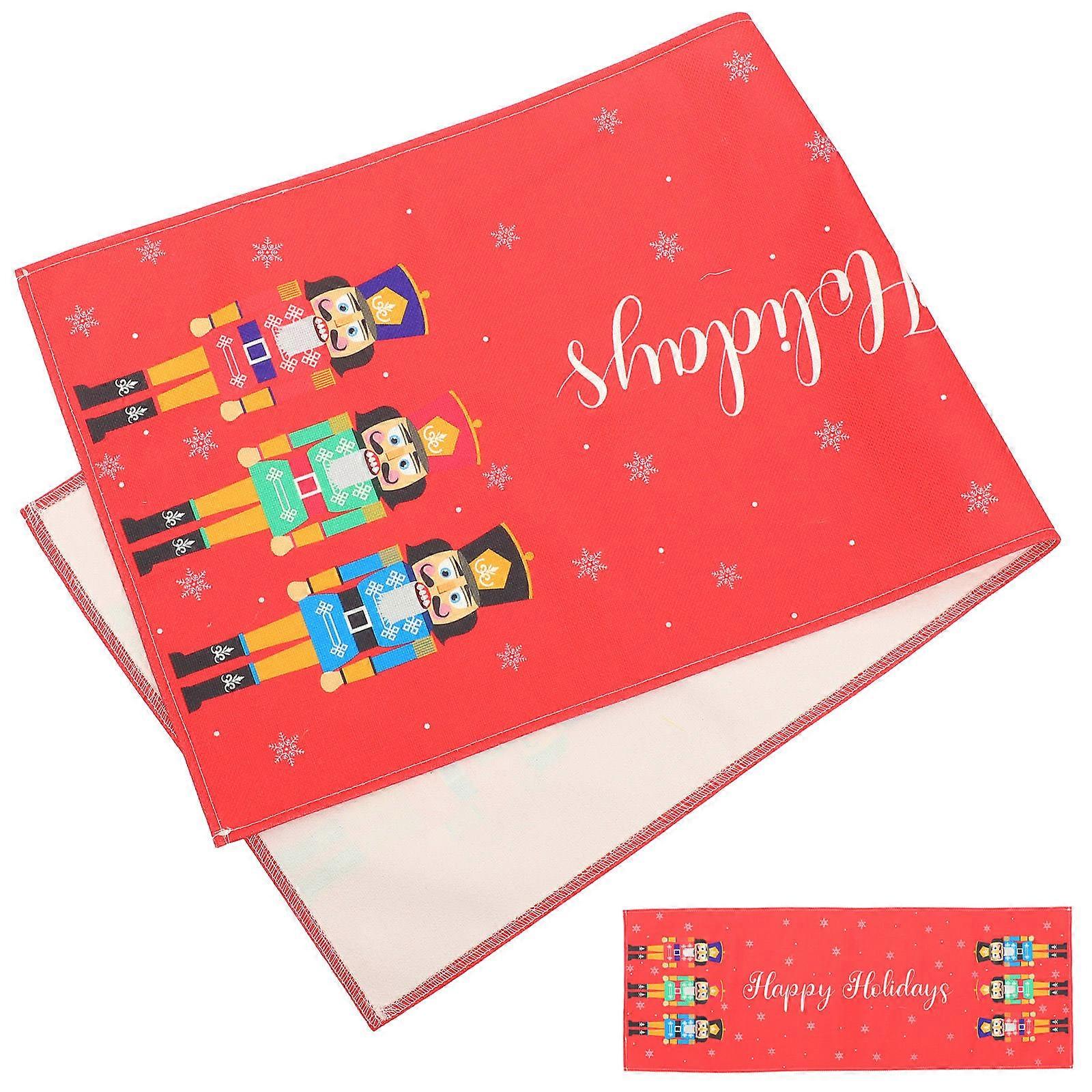 Christmas Ornament Creative Nutcracker Tablecloth Polyester Rectangular Christmas Theme Home Users 1Pcs