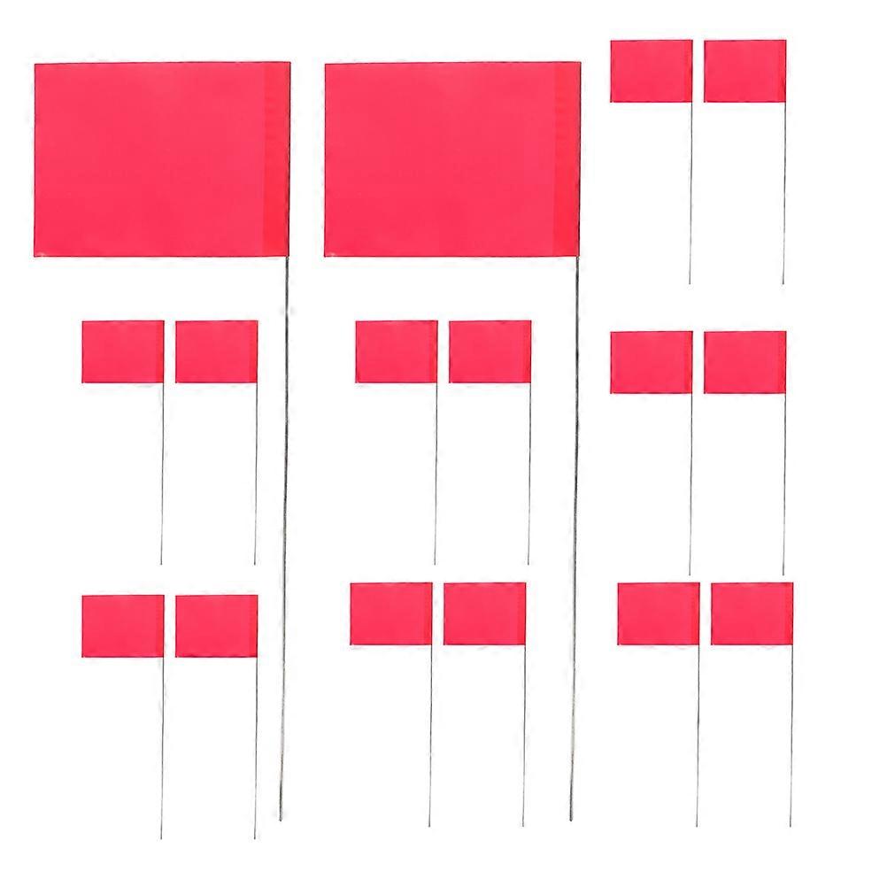 50 Pack Bright Red Triangular Garden Marking Flags with Wire Stakes for Irrigation, Landscaping, Utility, and Construction Projects