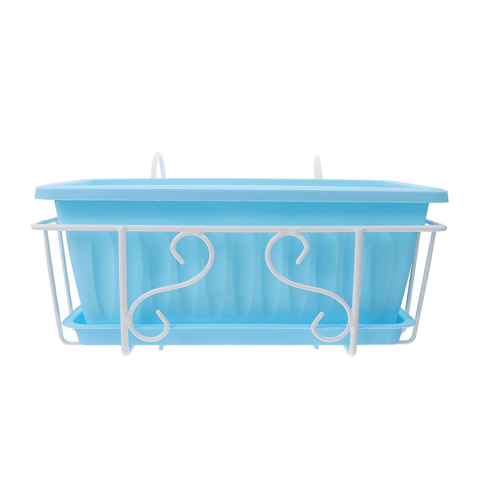 Balcony Plant Display Rack 1 Set Rectangular Sky-Blue Hanging Style Suitable For Garden Use