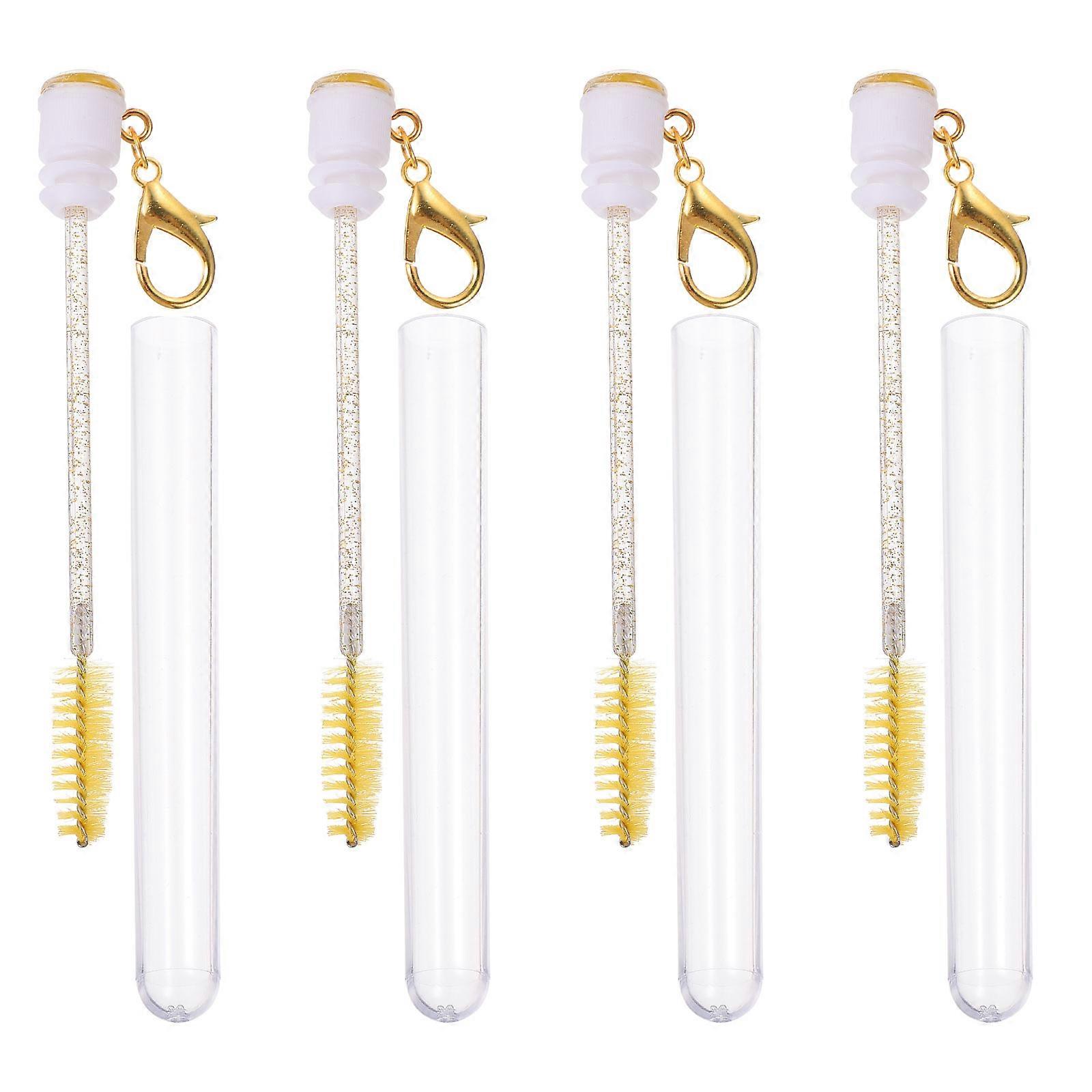 Yellow Eyelash Brush Set with Acrylic Material for Home Use 4pcs