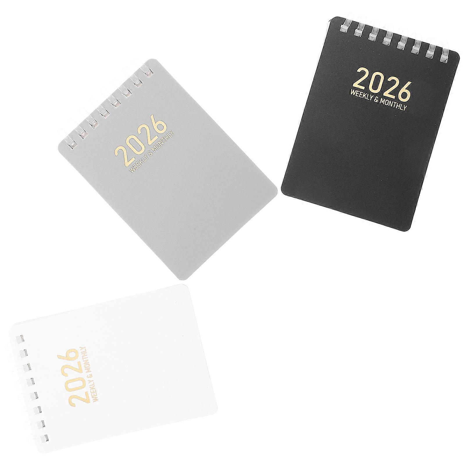 3pcs Planner Diary: 2026 Yearly Planner with Coil Binding   Pocket Notebook for Daily Notes, Appointments & Project Planning
