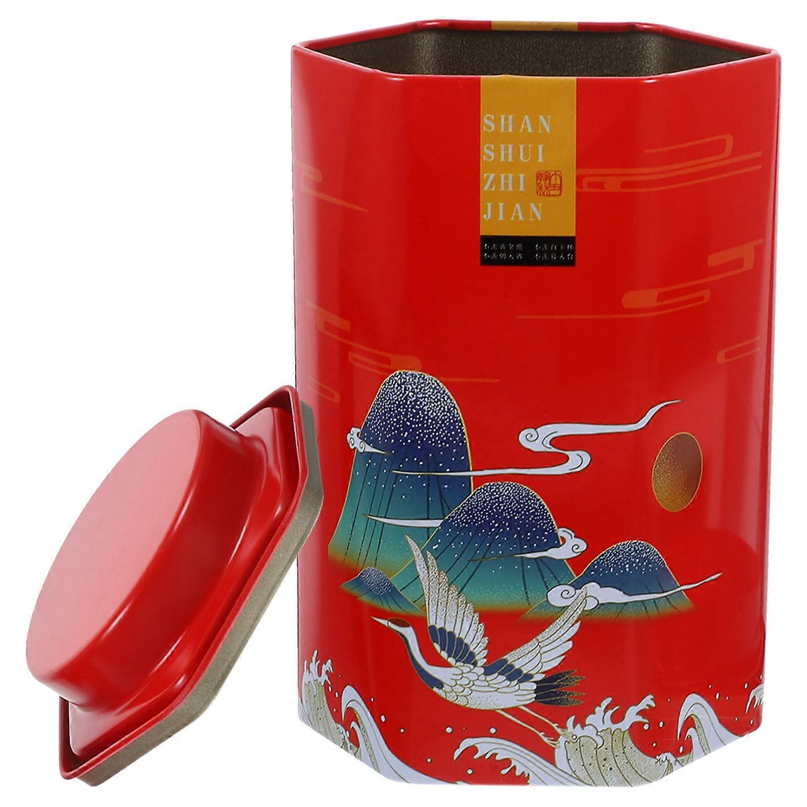 Loose Tea Holder Sealing Tea Storage Jar Decorative Tea Container Hexagonal Simple Design Dining Table Decoration 15X9.7CM 1Pcs