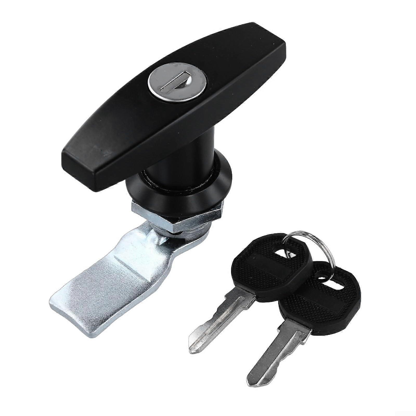 Door Lock Door Handles - Heavy Duty T Shape Garage Door Handle Lock with 2 Keys for Cabinets, Trailers, Toolboxes (Black)