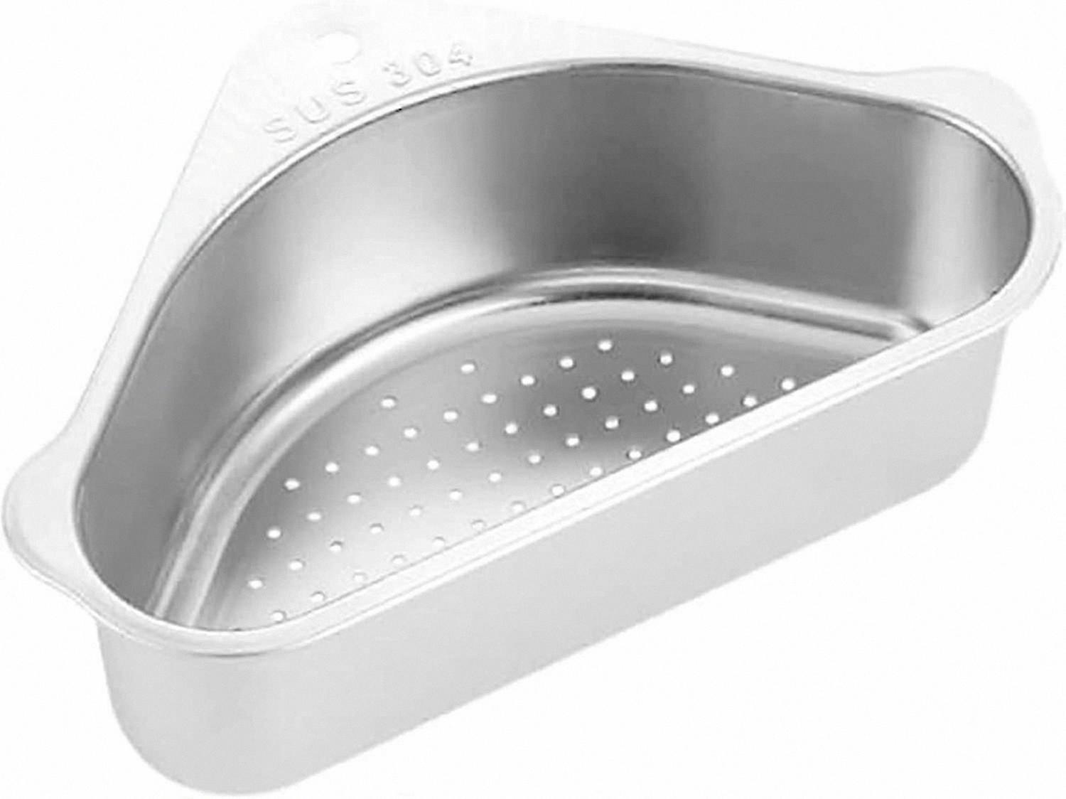 Triangular Sink Organizer with Drain Shelf and Peeler Storage Holder for Kitchen Use