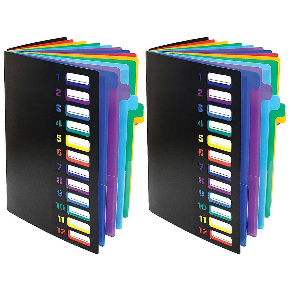 24 Clear Pocket Expanding File Folder 12 Colored Tabs,Holds 300 Sheets, File Organizer,Numbered Inde