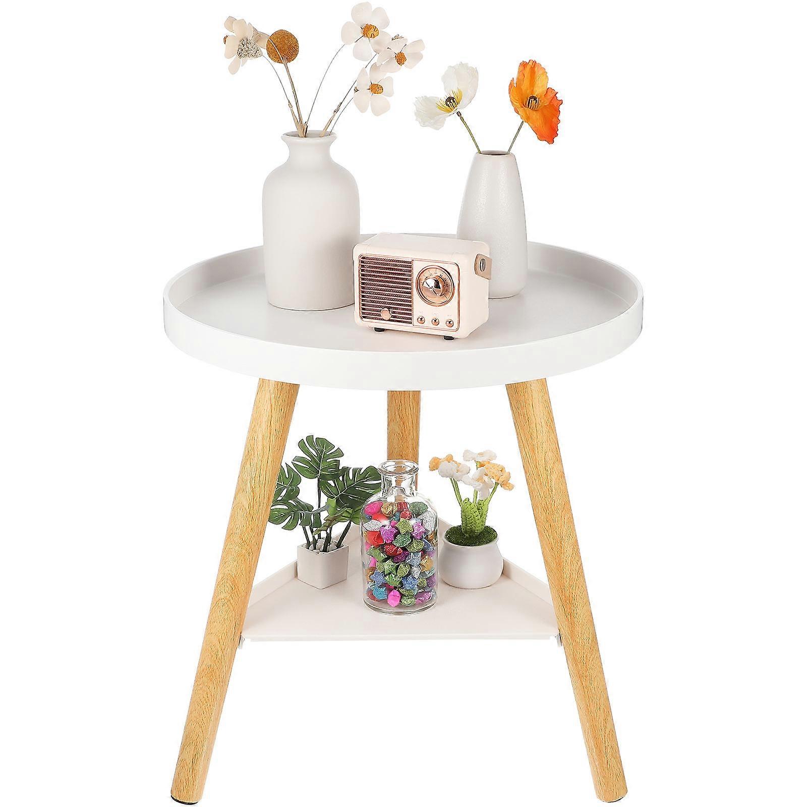 Minimalist Small End Table Suitable For Small Spaces Featuring Smooth Surface And Extra Storage 1Set