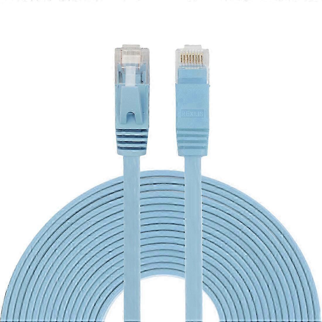 10m CAT6 Ultra-thin Flat Ethernet Cable, RJ45 LAN Network Patch Lead