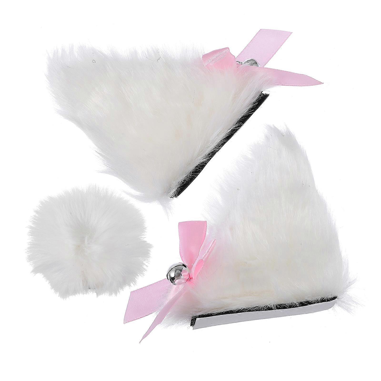 Cute Plush Cat Ears and Tail Decor for Motorcycle Cycling – 3pcs Set for Female Riders to Express Personality While Riding