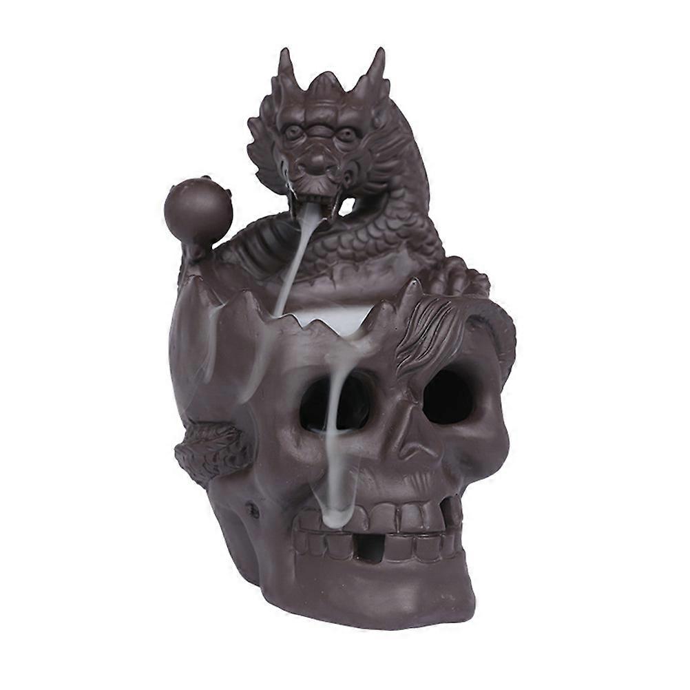 Cool Room Decor Skull Incense Burner Yoga Support Light Brown Backflow Effect 1 Set