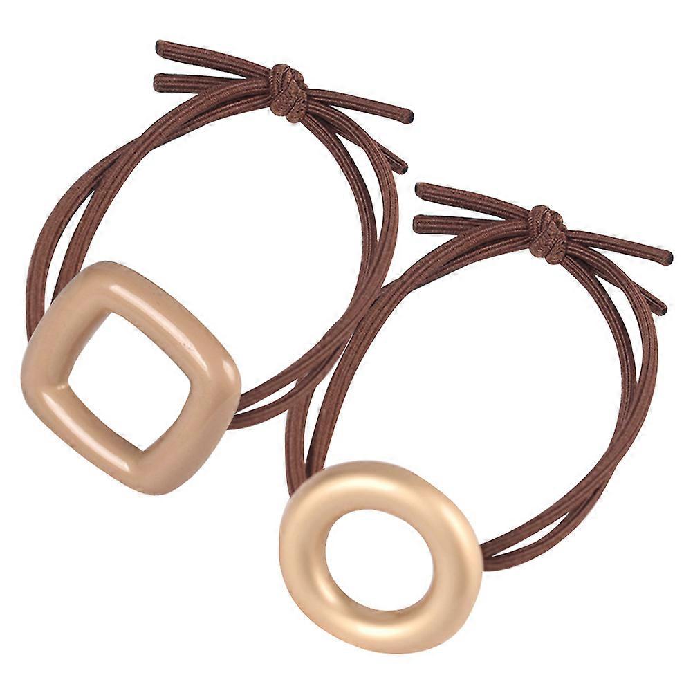 2pcs Alloy Hair Ties with Irregular Bowknot Design for Elastic Ponytail Holders – Square and Round Styles for Daily and Special Occasions
