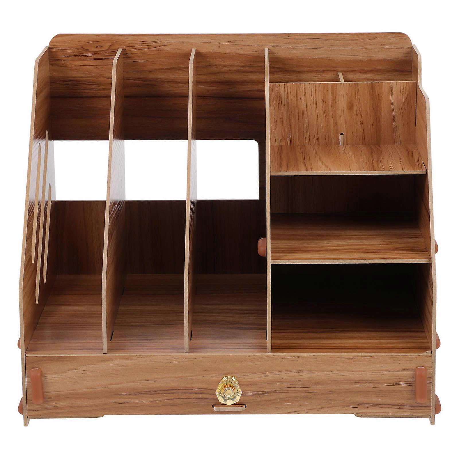 Brown Desktop Storage Box for Small Items Organizer with Drawer Structure Practical Plastic Container 1Pc