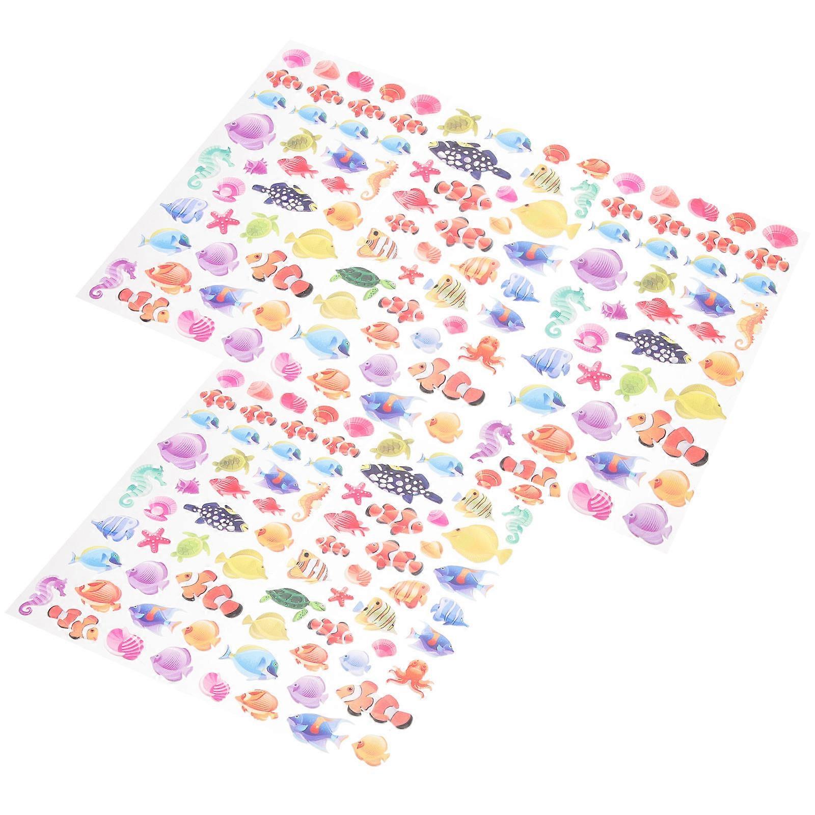 Kids Sea Creature Stickers 3D Mixed Style Home Decoration Assorted Color Educational Tool 5 Sheets
