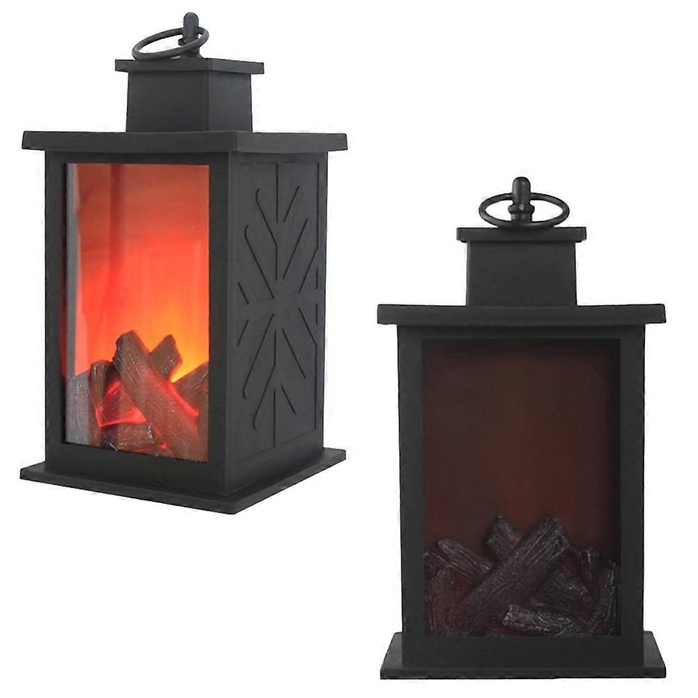 Flame Effect Lantern Solar Powered Modern Style Lighting For Yard Landscape 1Set