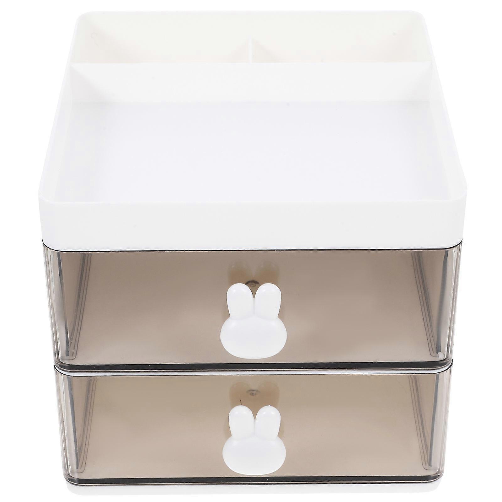 White Plastic Desk Organizer with Drawers for Storage Efficient Multilayer Stationery Holder 7.87"x4.72"