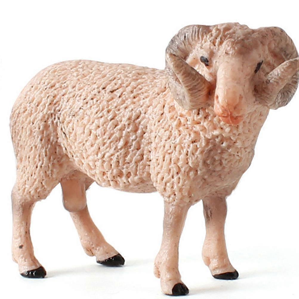 Realistic Beige Sheep Animal Model Plastic Desktop Ornament for Home Office Decoration Vivid Simulation Design