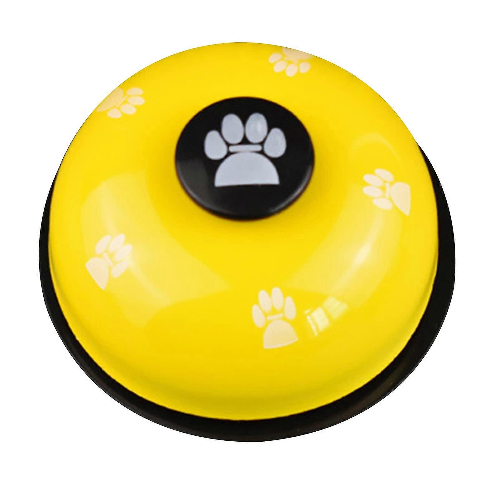 Pet Training Bell with Paw Prints, Reaction Training, Interactive Pet Intelligence Toy, Yellow/Black Color