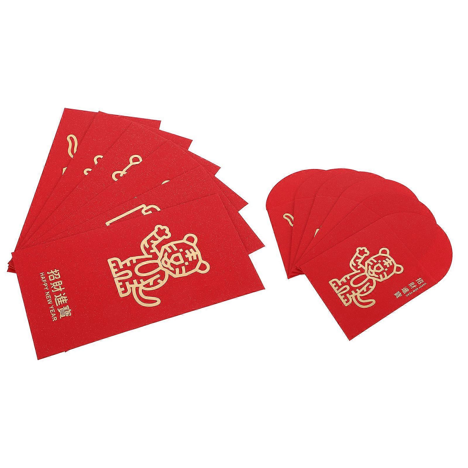 12Pcs Lunar New Year Red Envelopes Money Packets for Special Occasions in Red闪红 种纸