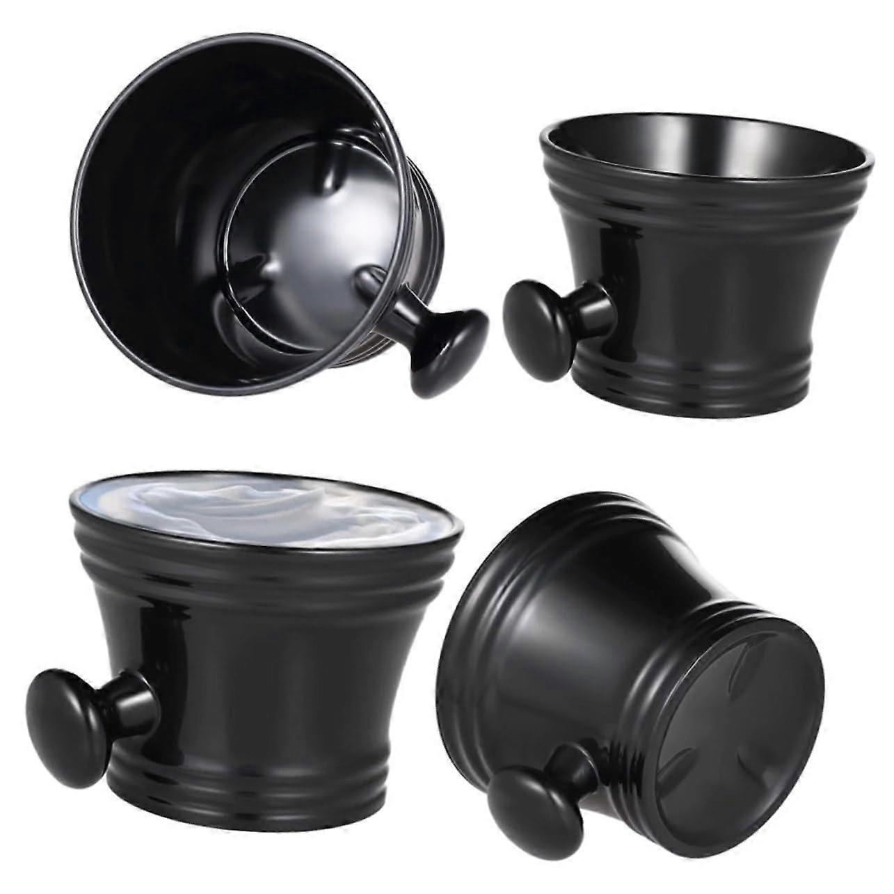 Plastic shaving soap mug with round handle for men, quality shaving bowl for facial shaving, black