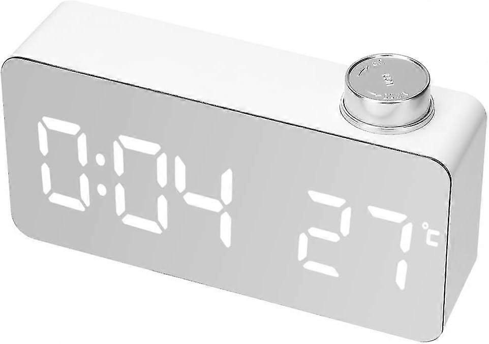Alarm Clocks, Digital Alarm Clock With Power Line, Mirror Surface Led Electronic Clocks For Travel Bedside Room Home