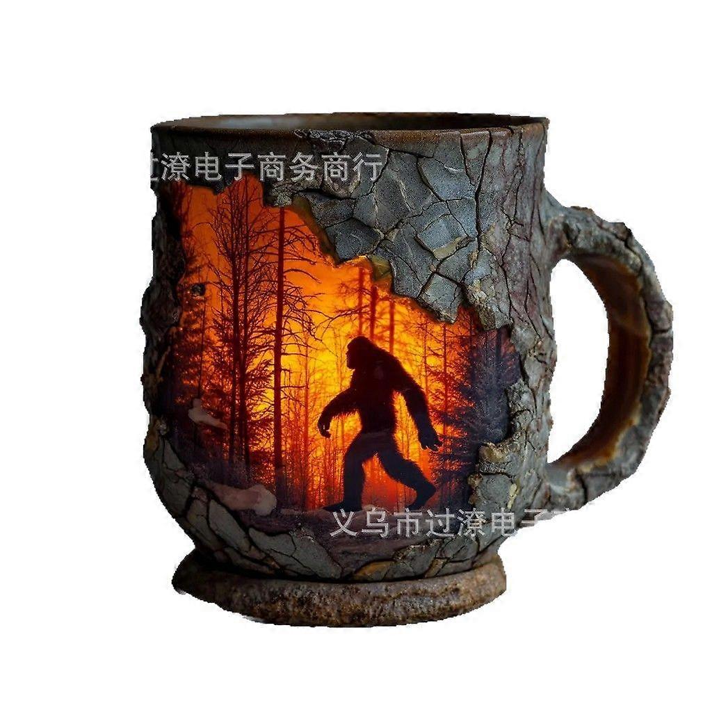 Bigfoot Forest Fire Mug, Resin Sculpted Mug