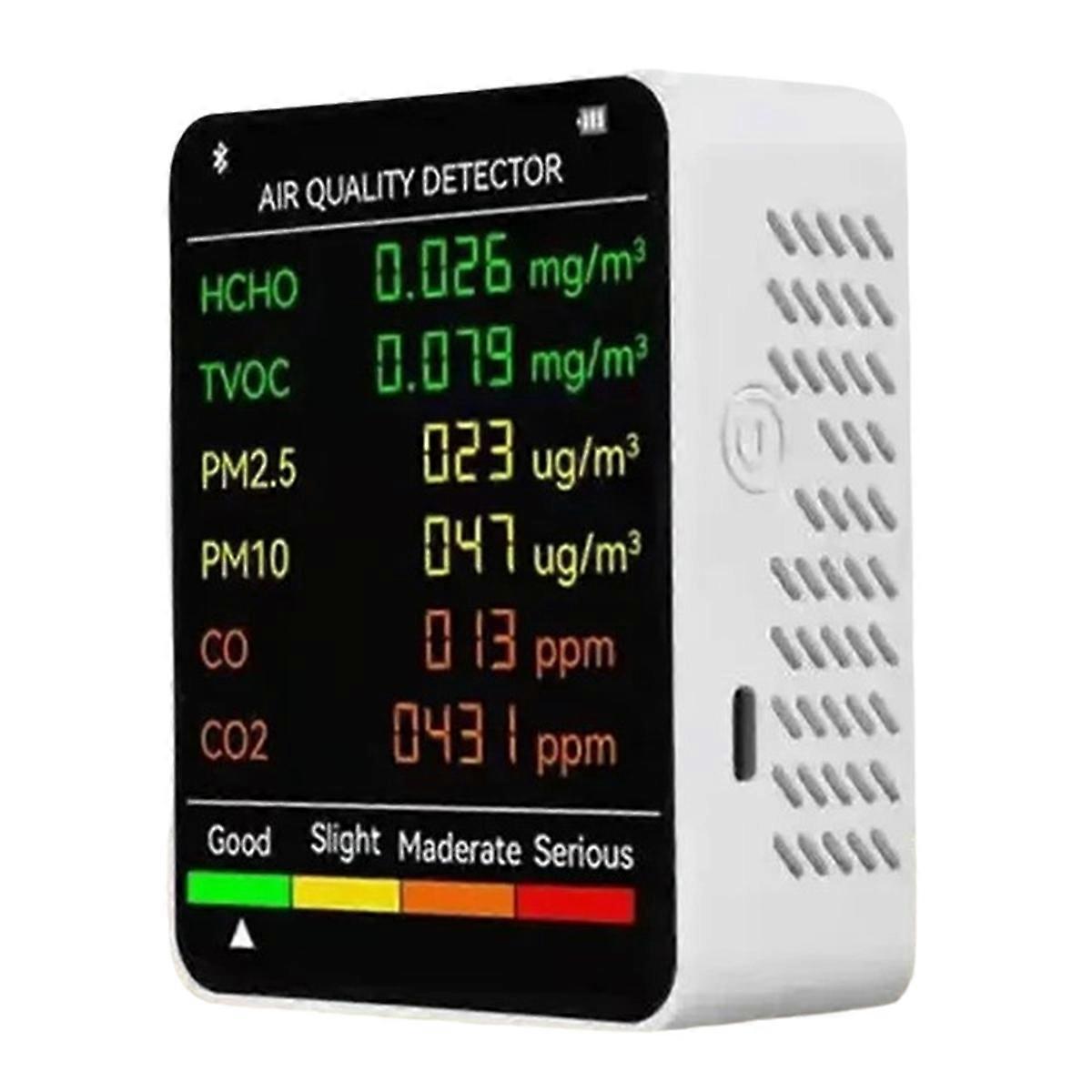 6 in 1 Multifunctional Air Quality Tester LCD Display Home Indoor Office Wall Mounted Air Quality Tester