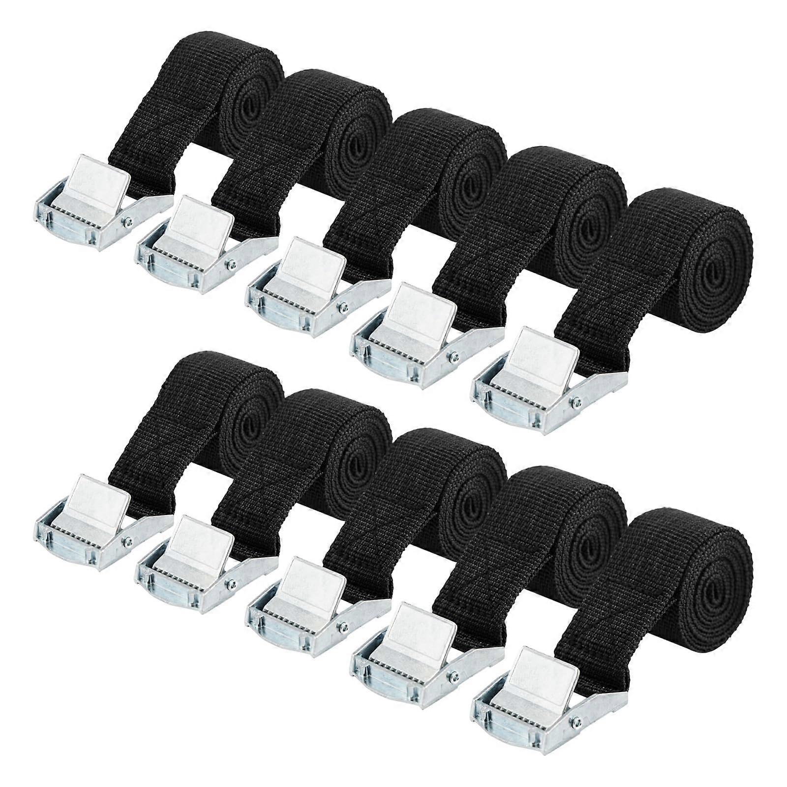 Pack of 10 lashing straps, 25 mm x 1 m, short with clamping lock, adjustable