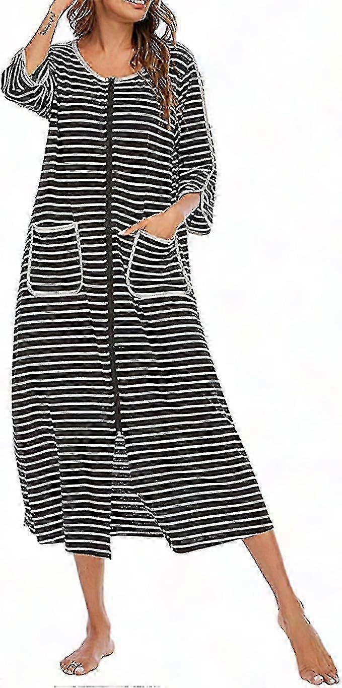 chinese dress ladies Richie House Women's Button Front Duster Zip up Bathrobes Short Nightg –  Richie House USA main image 0
