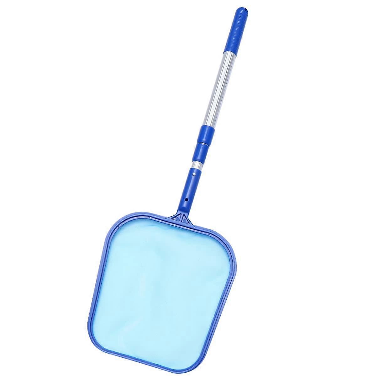 Pool Skimmer Net 1-Set, Aluminium Pole, Leaf Grid, Fine Mesh Algae Skimming, Flat Swimming Pool Net Blue