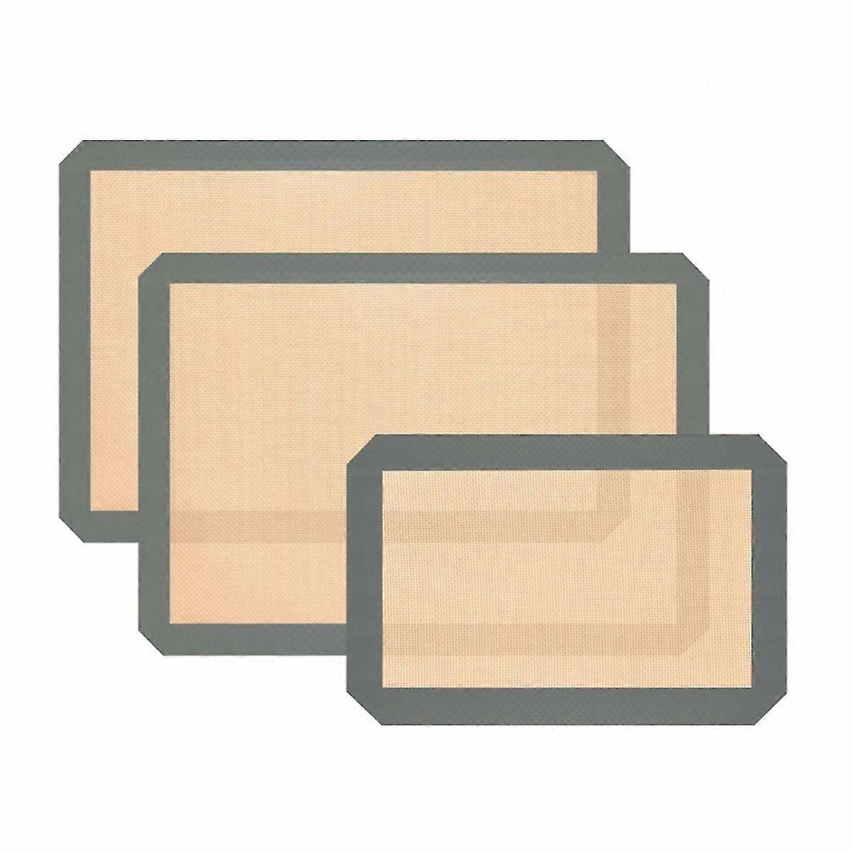 Set of 3 Non-Stick Silicone Baking Mats for Oven, Reusable Cookie and Macaroon Baking Sheets