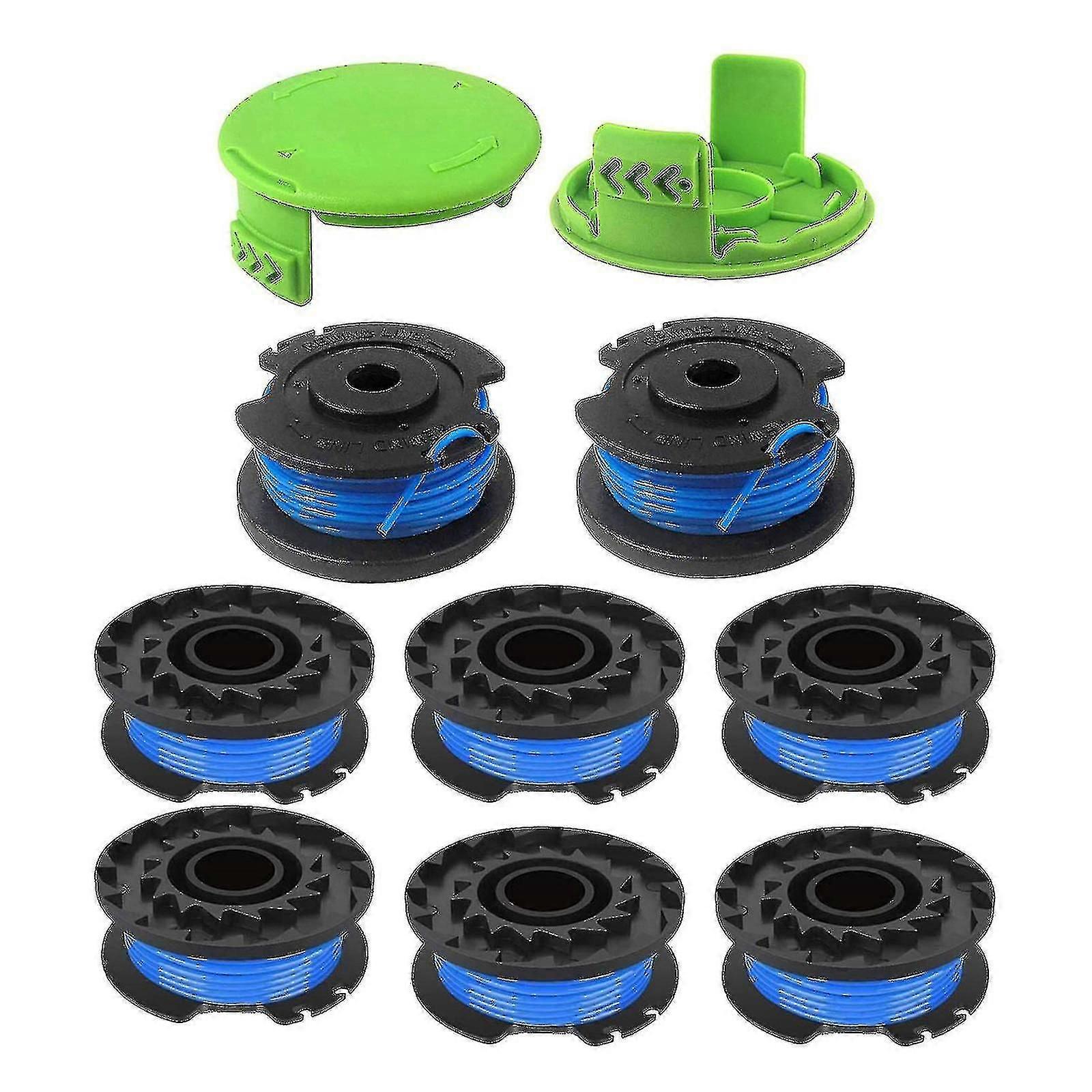 Greenworks String Trimmer Spool Line, 8 Spools with 2 Caps, 24V/40V/80V