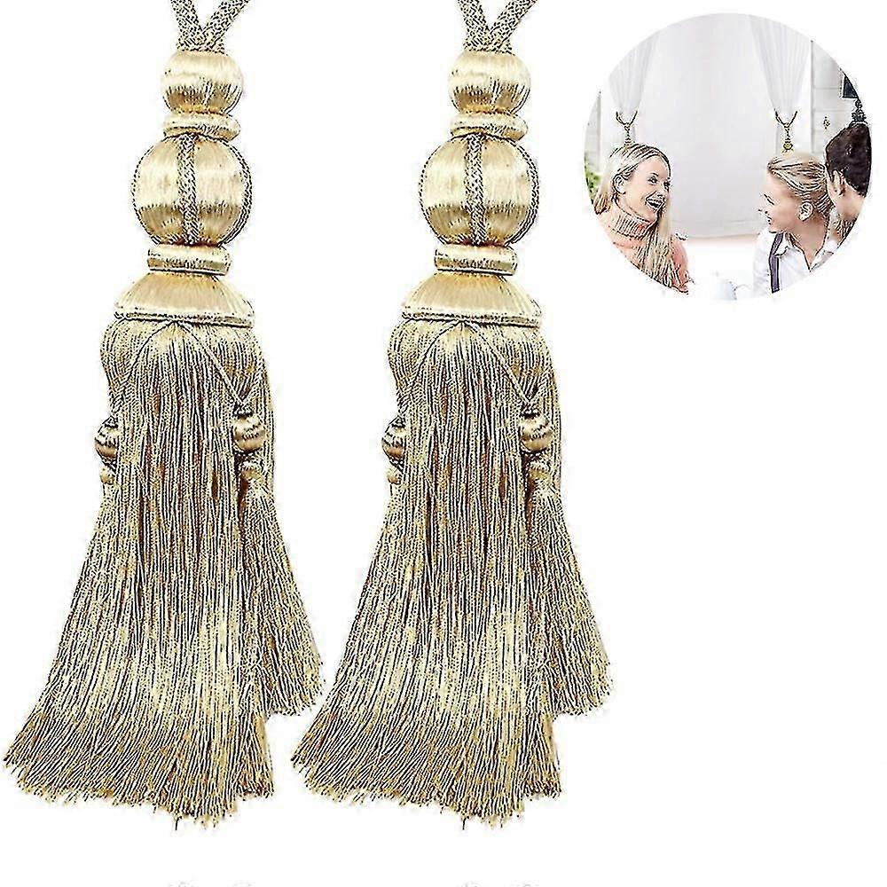 2pcs Braided Lantern Tiebacks, Handcrafted Window Curtain Holdbacks with Single Hanging Ball