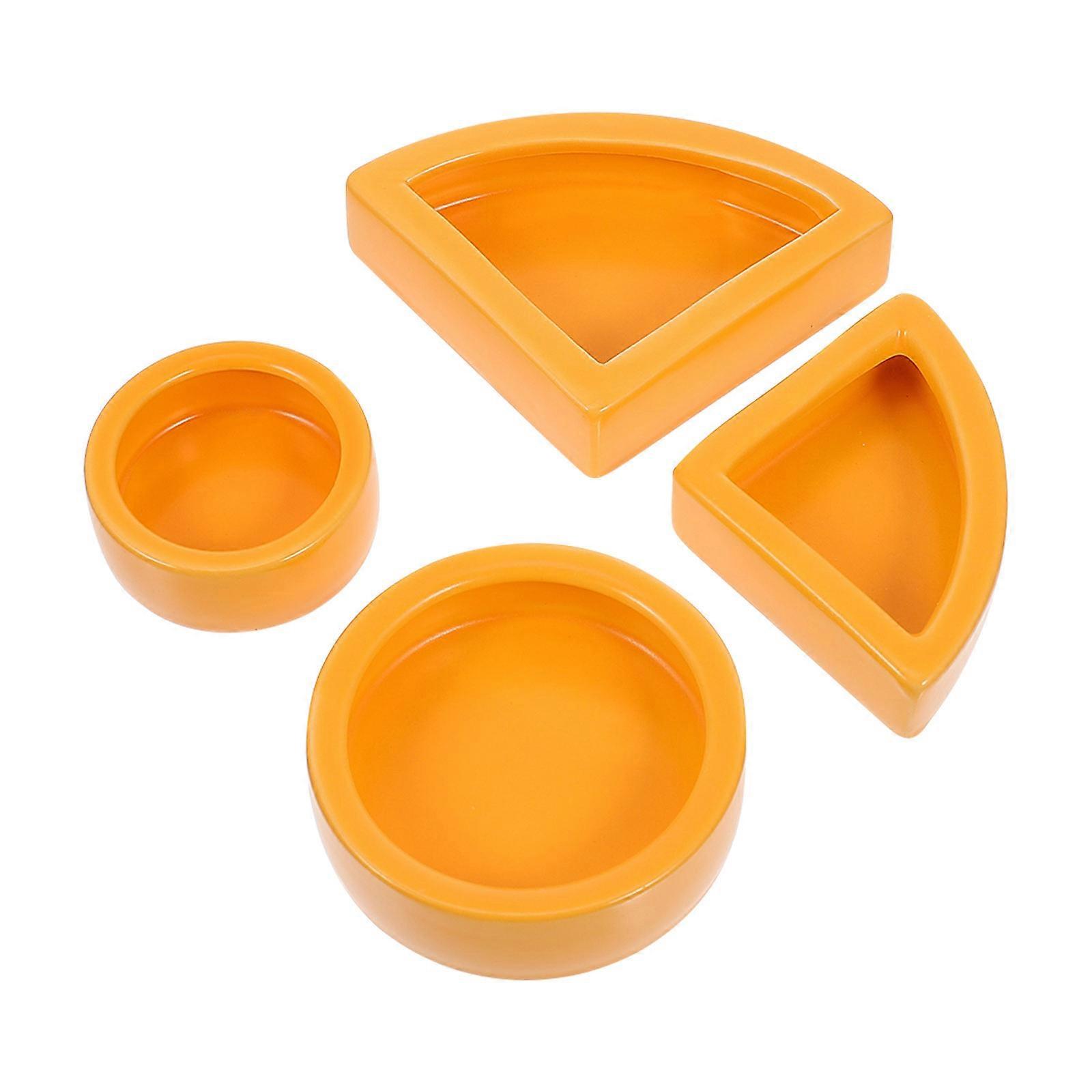 Crawling Pet Feeding Tool Reptile Feeders Made from Ceramic Material in Orange Color Used for Pet Feeding 4Pcs