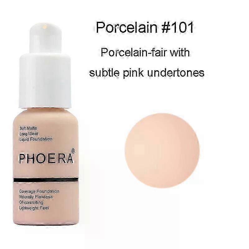 Suitable for Full Coverage, PHOERA 2pcs Liquid Foundation & Concealer Set Brighten Moisturizer TSLM1