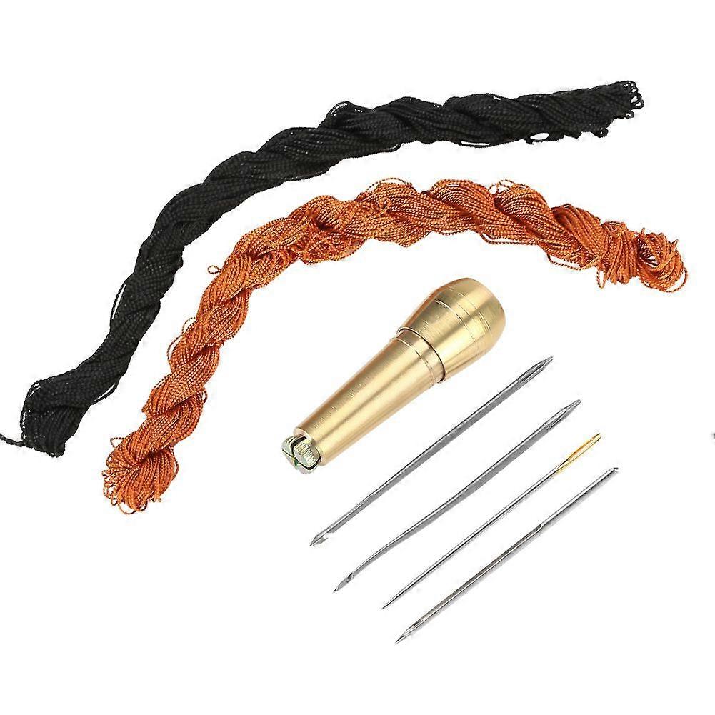 18m Black Brown Lines Threads for DIY Shoes Repair with Hook Needles Sewing Awl Kit