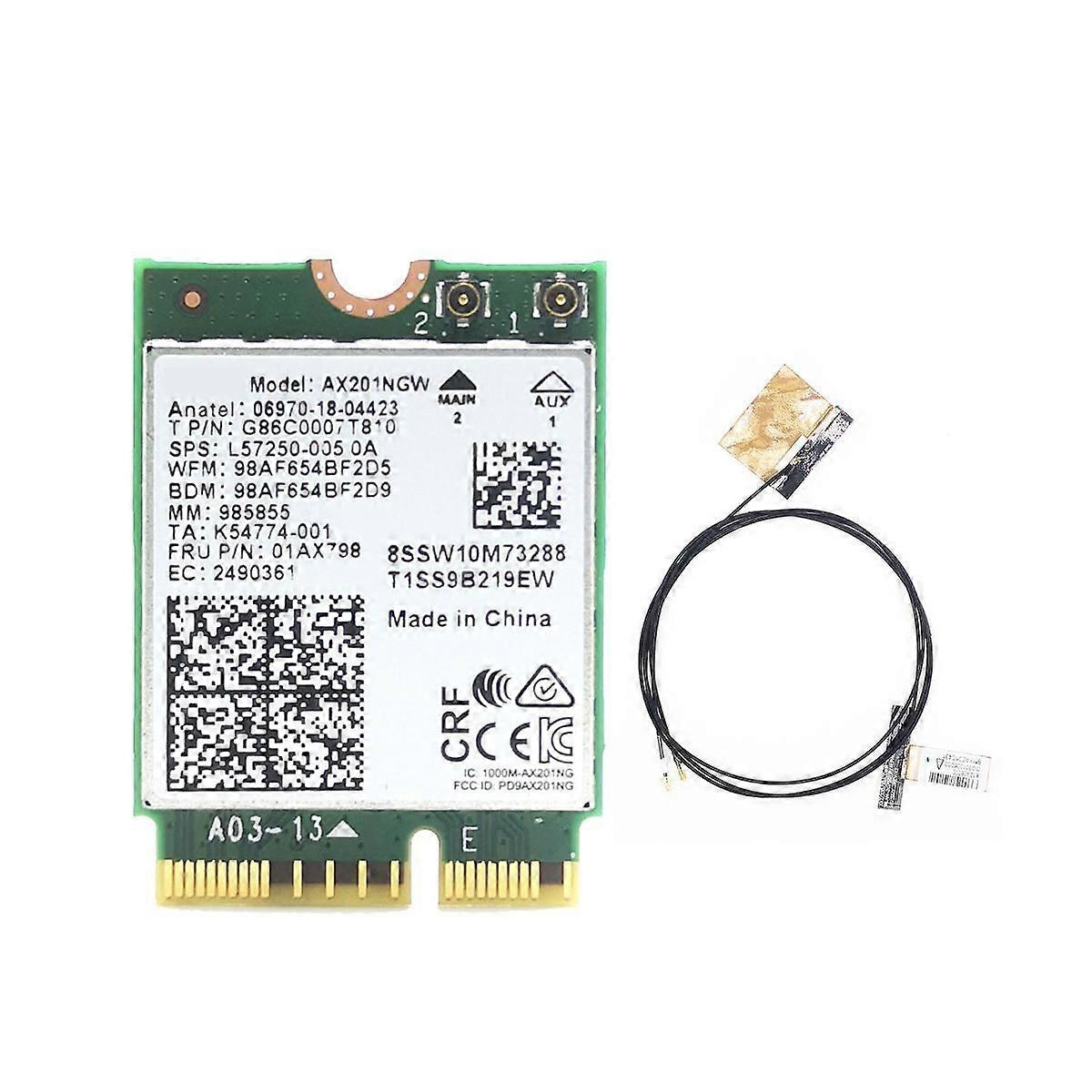 AX201 AX201NGW WiFi Card with 2XAntenna M.2 CNVio2 2.4 Ghz/5Ghz WiFi 6 3000Mbps Bluetooth 5.1 WiFi