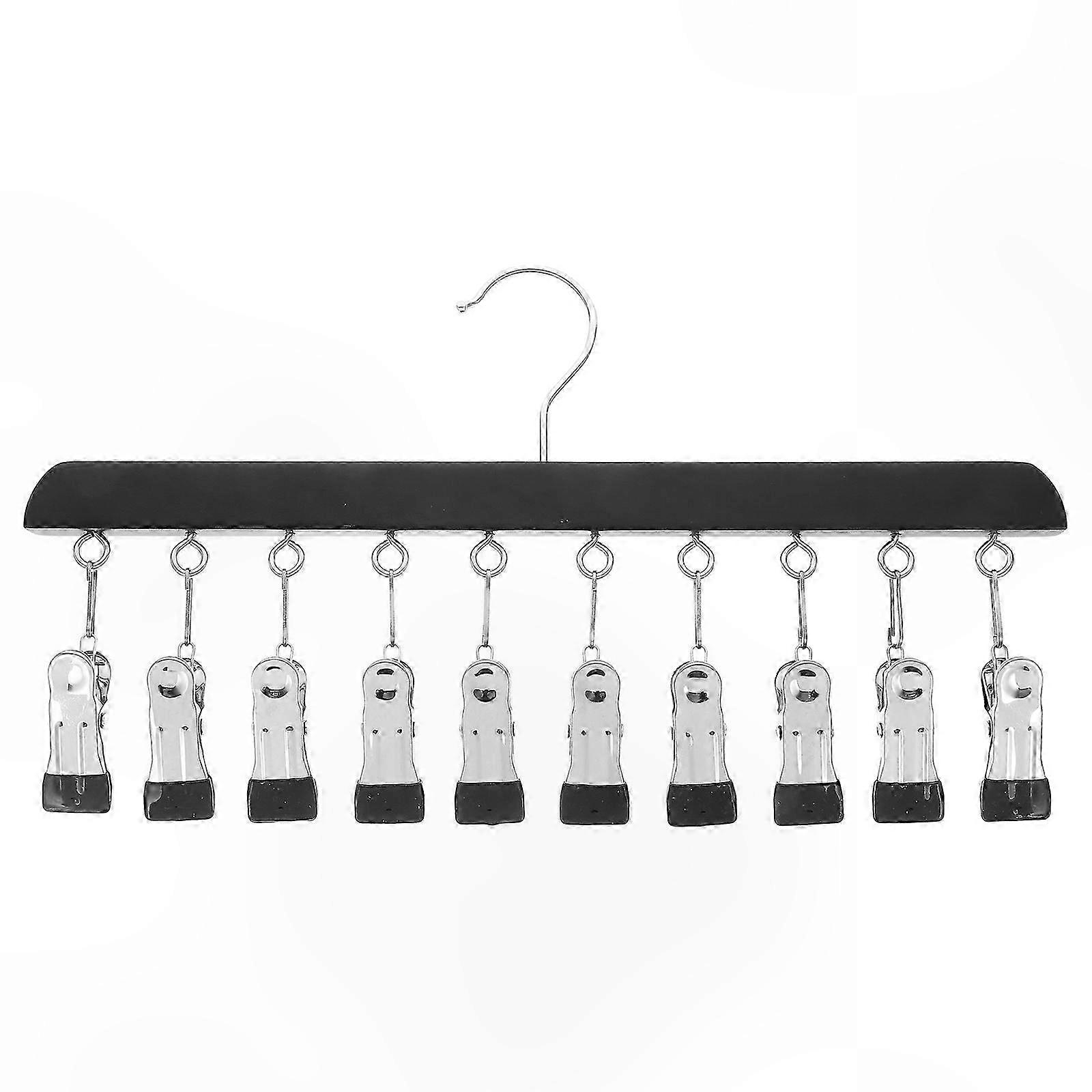 Multipurpose Socks Hanger with 10 Clips for Indoor Drying Rack, Home Laundry Use, Black Design