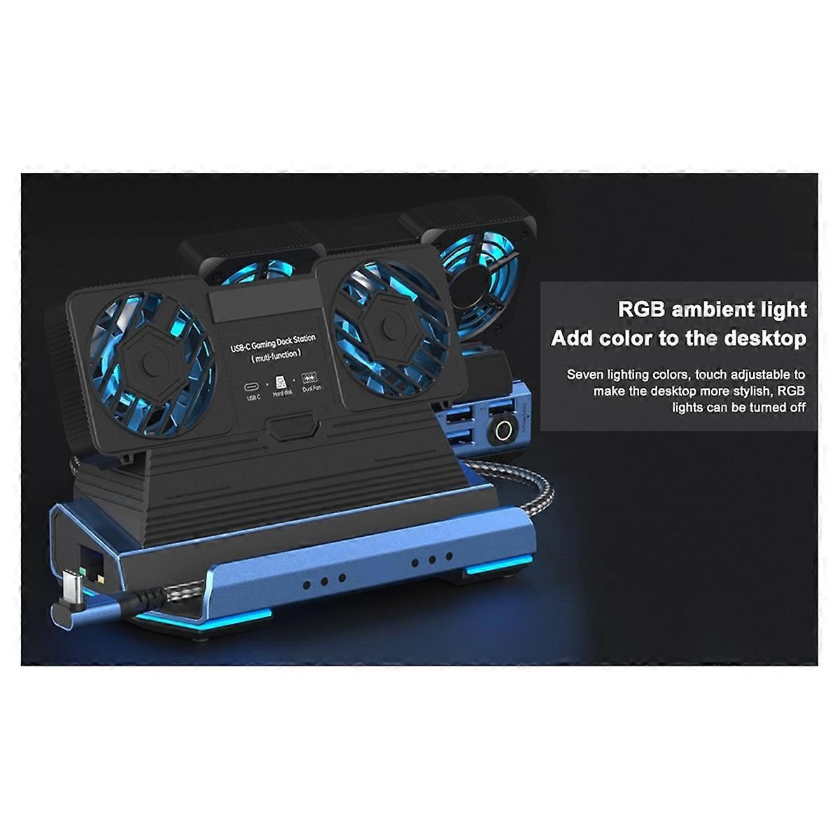 10-i-1 Typ-C Speldockningsstation för Steam DeckROG Ally/Switch M.2 PCie NVME Hårddiskbox, USB C HUB 4K60HZ Dubbel Fläkt