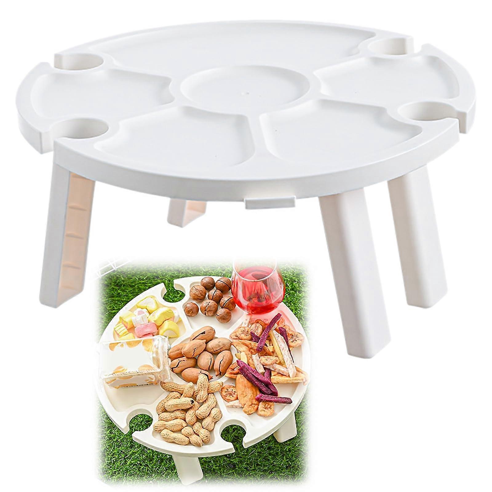 Small Camping Table - Portable Folding Picnic Table, Compact White Beach Table, 30 x 16 cm Lightweight Plastic Design